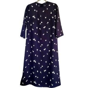 Mila Owen Gothic Black White Roses Maxi Dress Japan (F) US (Small) Slits Floral